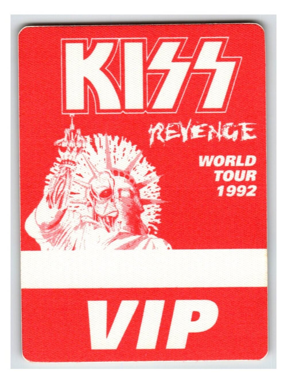 KISS Revenge World Tour 1992 VIP Pass Red Concert Laminate Collectible